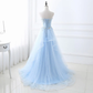 Baby Blue Strapless A Line Tulle Prom Dress Formal Party Dress M5815