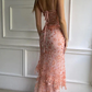 Gorgeous Red Straps Beading Lace Mermaid Long Party Dress Birthday Outfits MD7401