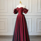 Wine Red Sweetheart A-Line Tulle Satin Long Formal Party Dress MD7361