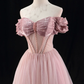 Lovely A-Line Off the Shoulder Tulle Prom Dress Evening Party Dress MD7195