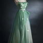 Light Green Straps Long A-Line Prom Dress Evening Dress Party Dresses MD7216