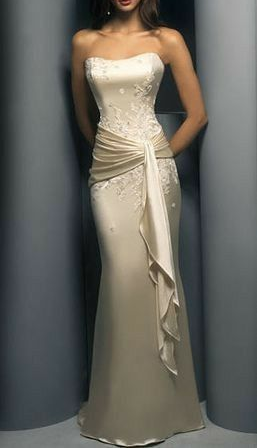 Elegant Ivory Strapless Mermaid Satin Long Party Dress Evening Gown, D764