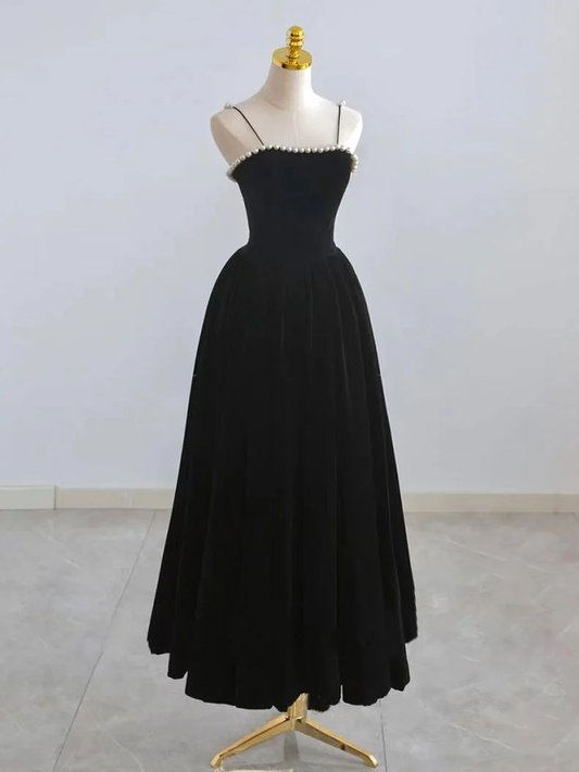 Simple Black tea length prom dress, Black homecoming dress  MD7235