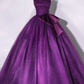 Purple Strapless A-Line Tulle Ball Gown Bowknot Formal Prom Dress MD7217