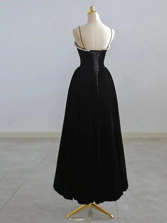 Simple Black tea length prom dress, Black homecoming dress  MD7235