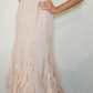 Pink V Neck Mermaid Ruffles Chiffon Long Party Dress Vintage Evening Dress, D371