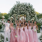 Elegant Pink Straps A-Line Satin Long Party Dress Bridesmaid Dress, D538