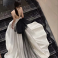 White Halter Open Back A-Line Satin Long Party Dress Birthday Outfits MD7457