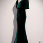 Dark Green Velvet Mermaid V-Neck Formal Dress Party Dress Long Evening Dress MD7218