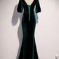 Dark Green Velvet Mermaid V-Neck Formal Dress Party Dress Long Evening Dress MD7218