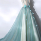 Mint Green Straps Long Tulle Sweet Dress, Unique Long Party Dress MD7219