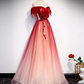 Burgundy Off Shoulder Tulle Long Prom Dress Burgundy Formal Dress  MD7236