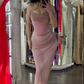 Stunning Off Shoulder Mermaid Pink Long Evening Party Dress Birthday Outfits MD7438