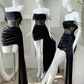 Black Straps Satin Lace Short Evening Party Dress Birthday Outfits MD7501