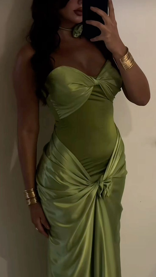 Elegant Green Sweetheart Satin Mermaid Long Formal Party Dress MD7433