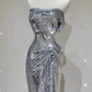 Silver Strapless Sequins Sheath Long Party Dress Birthday Outfits MD7375