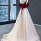 Red Straps Tulle Formal Dress Applique Prom Dress Formal Evening Gown MD7220