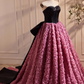 Strapless Satin And Flowers Long Prom Dress, Beautiful A-Line Evening Party Dress MD7225