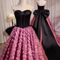 Strapless Satin And Flowers Long Prom Dress, Beautiful A-Line Evening Party Dress MD7225