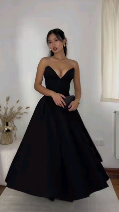 Black Sweetheart A-Line Long Formal Party Dress Birthday Dress MD7331