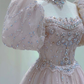 Light Pink A-Line Beading Princess Ball Gown with Short Sleeves MD7325