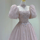 Light Pink A-Line Beading Princess Ball Gown with Short Sleeves MD7325