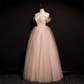 Lovely Pink Off Shoulder A-Line Tulle Long Formal Prom Dress MD7252