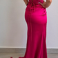 Fuchsia Sweetheart Sheath Satin Long Party Dress Bridesmaid Dress, D136