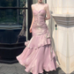 Silver Grey Straps Vintage Chiffon Long Party Dress Birthday Gown MD7487