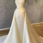 Graceful Ivory Satin Strapless Pleats With Pearls A-line Evening Gowns Prom Dresses M5898