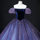 Purple Off Shoulder A-Line Tulle Velvet Formal Prom Dress MD7202