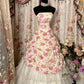 Strapless Floral A-Line Tulle Vintage Long Evening Gown, D04