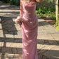 Lovely Pink Strapless Sheath Graduation Dress Long Party Dress, D09