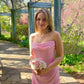 Lovely Pink Strapless Sheath Graduation Dress Long Party Dress, D09