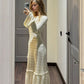 Elegant Ivory Long Sleeves A-Line Long Party Dress, D108