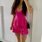 Hot Pink Straps A-Line Short Party Dress Homecoming Dress, D113