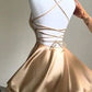 Vintage Straps A-Line Satin Simple Homecoming Dress Mini Birthday Outfits, D157