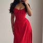 Red A-Line Straps Long Party Dress Wedding Guest Dress, D15