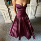 Elegant A-Line Straps Satin Long Party Dress Wedding Guest Dress, D16