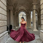 Elegant A-Line Straps Satin Long Party Dress Wedding Guest Dress, D16