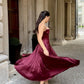 Elegant A-Line Straps Satin Long Party Dress Wedding Guest Dress, D16