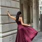 Elegant A-Line Straps Satin Long Party Dress Wedding Guest Dress, D16