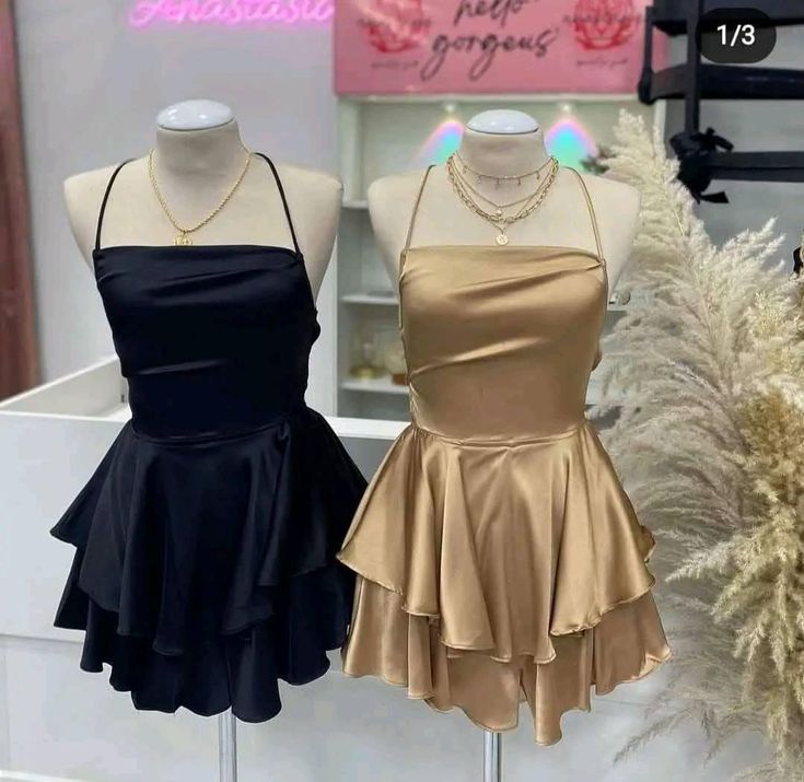 Black Straps A-Line Satin Simple Homecoming Dress Mini Birthday Outfits, D164