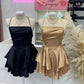 Black Straps A-Line Satin Simple Homecoming Dress Mini Birthday Outfits, D164