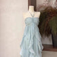 Light Blue Halter A-Line Chiffon Long Party Dress Vacation Dress, D167