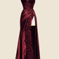 Wine Red Spaghetti Straps Sheath Long Formal Party Dress, D168