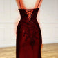 Wine Red Spaghetti Straps Sheath Long Formal Party Dress, D168