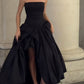 Black Strapless A-Line Long Prom Dress Evening Gown, D17