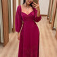 Fuchsia Long Sleeves A-Line Long Party Dress Fashion Vacation Dress, D171