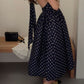 Navy Halter A-Line Backless Polka Dots Long Party Dress, D175